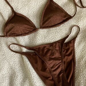 Brown Glitter Bikini Set